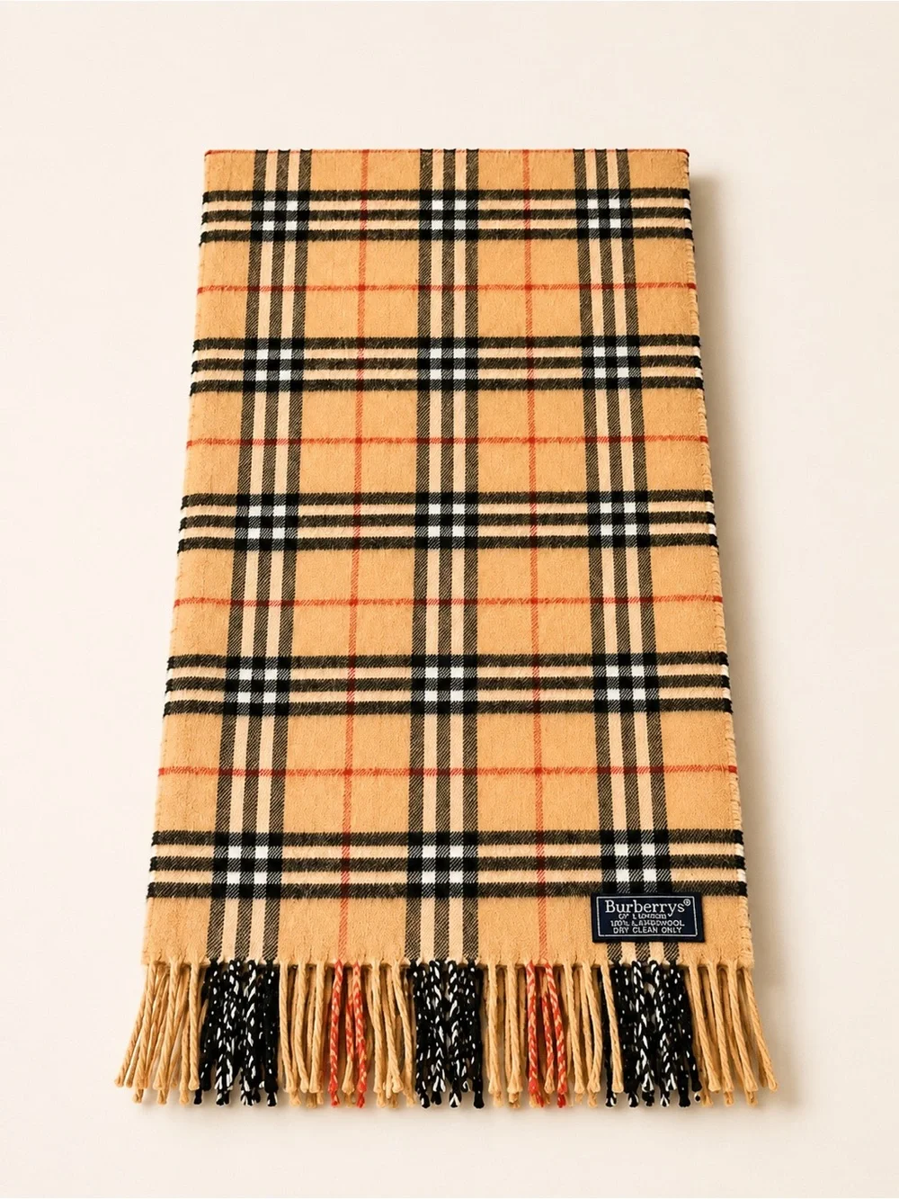 Burberry Camel Vintage Nova Check Wool Scarf